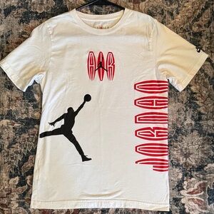Jordan White Tee with Black and Red Graphics